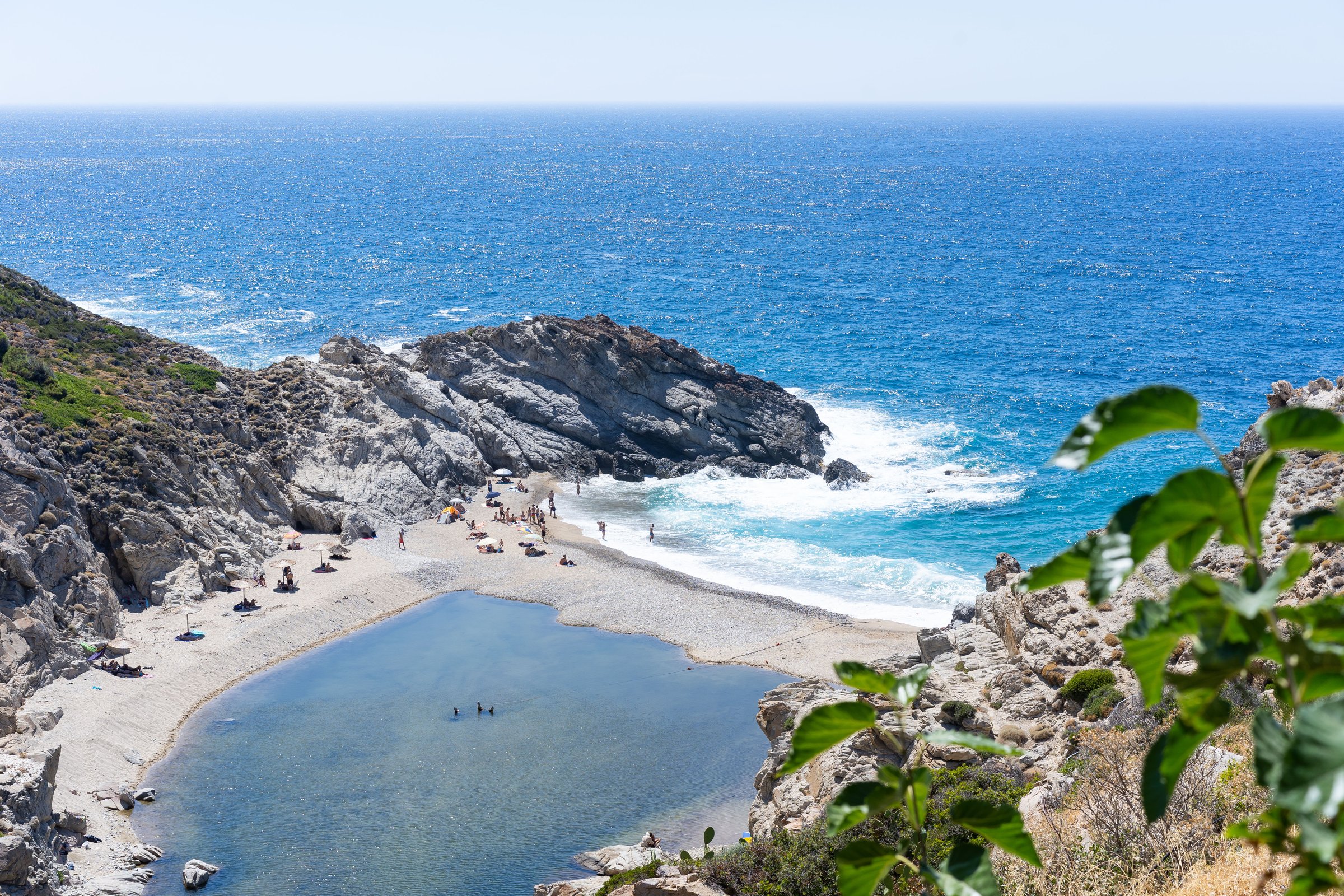 Aerial view of Nas beach lagoon, Ikaria